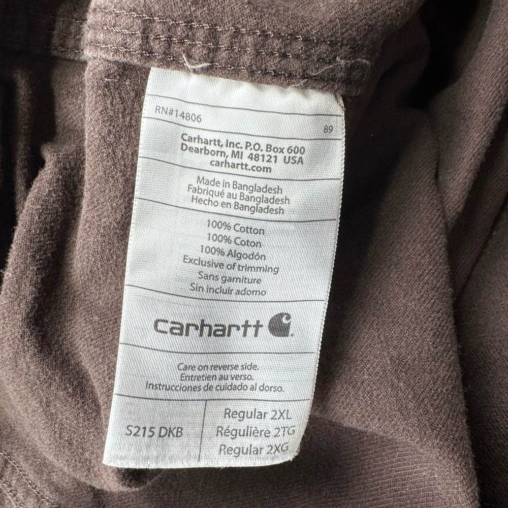 Carhartt Longsleeve Heavyweight Mens 2XL Brown Button Up Workwear S215 DKB - Picture 10 of 14